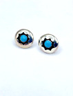 Sterling Turquoise Button Earrings Shadowbox Petite Navajo Native American