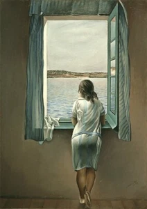 QUADRO STAMPA SU TELA CANVAS - dalì - ragazza alla finestra - classico moderno - Foto 1 di 3