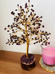 Pietra Preziosa Granato Albero Cristallo Reiki Albero Guarigione Cristallo Pietra Decorazione Spirituale - Foto 1 di 2