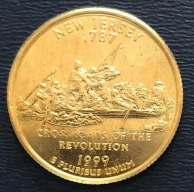 1999-D WASHINGTON Quarter NEW JERSEY 0.25 1999 D  1999D - BU GOLD PLATED e109 a - Image 1 of 2