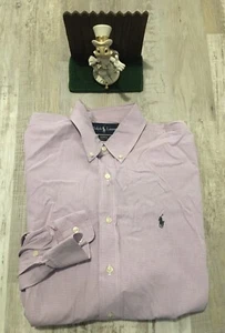 Ralph Lauren Yarmouth Button Up 16.5 34-35 Purple White Long Sleeve Oxford Check - Picture 1 of 6