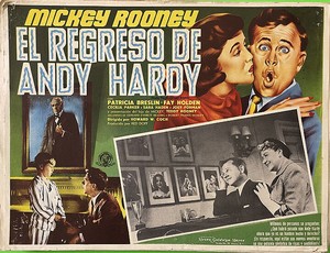 ANDY HARDY COMES HOME! '58 M.ROONEY RARE 13" X 16" ORIGINAL MEXICAN LOBBY CARD!