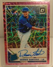 2019 Donruss Optic Rated Rookies Signatures Pink Velocity #13 Dennis Santana RC