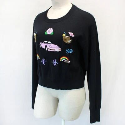 Sudadera Top Grande Wildfox Etiqueta Blanca Retro Coche Arco Iris Bordada Foto 1 de 4