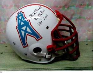 MIKE MUNCHAK SIGNED CUSTOM T/B HOUSTON OILERS "TK" HELMET #63 JSA HOF01 - Picture 1 of 3