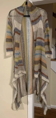 Cárdigan plumero abierto drapeado mezcla lana angora tejido suave Relais Anthropologie mediano Foto 1 de 4