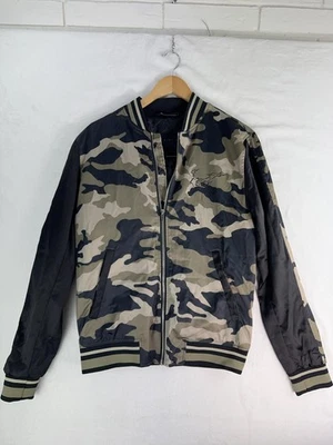 Zara Man Jacket Mens Medium Camo Bomber Embroidered Tiger Satin Varsity Zip Up - Image 1 of 4