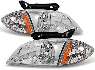 For 2000-2002 Chevy Cavalier Headlights w/ Corner Lights Chrome Clear Left+Right - Image 1 of 4