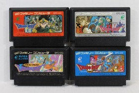 Lot 4 Dragon Quest Warrior 1 2 3 4 I II III IV Nintendo FC Famicom NES JPN Japan