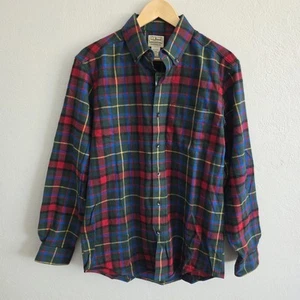 LL Bean Mens Scotch Plaid Flannel 100% Cotton Long Sleeve Button Up Shirt Sz S - Picture 1 of 7