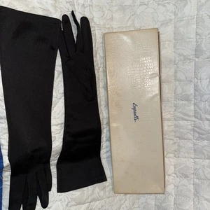 Guantes largos de ópera vintage negros de nailon/spandex para damas - Imagen 1 de 4