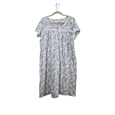 NOVA Camisola Laura Ashley Azul Floral M Super Macia Mistura de Algodão Manga Curta - Imagem 1 de 4