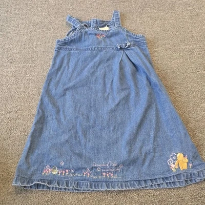  Classic Pooh Embroidered Denim Dress 5T " Come Along Piglet Merrell This Way - Image 1 of 4