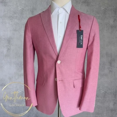 $295 TOMMY HILFIGER Hombres 38R Rosa Algodón Blazer Abrigo Deportivo 2 Btn Chaqueta Informal Foto 1 de 4