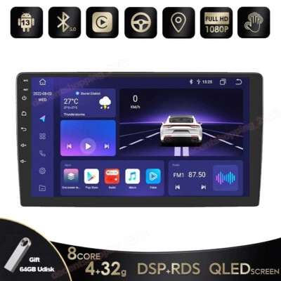 8 Core 10.1" Android 13.0 Car Stereo Radio Head Unit GPS Navi BT-5.0 DSP Carplay - Image 1 of 4