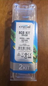 Crucial - 2-Pack 4GB 1.6GHz PC3-12800 DDR3L SO-DIMM Laptop Memory Kit - Picture 1 of 1