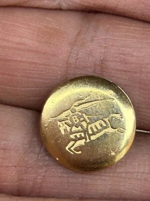 Vintage Burberry button Prorsum Knight Horse Yellow Gold Tone Metal Size 15mm - Image 1 of 4