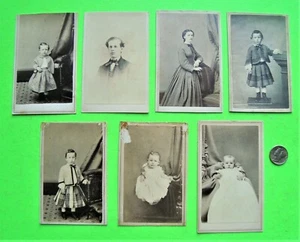Lote/7 ca 1870 RARAS FOTOS TARJETAS GABINETE ABRAHAM BOGARDUS ¿Toda la familia? BEBÉS - Imagen 1 de 10