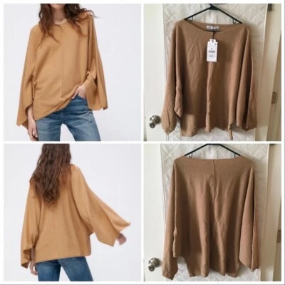 ÚLTIMO PONCHO DE GRAN TAMAÑO ZARA marrón topo mezcla de lana 6771/159 nuevo con etiquetas Foto 1 de 4