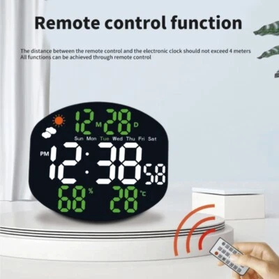 LED Digital Wall Clock Large Display USB Power Alarm Clock Remote Control - Image 1 of 4