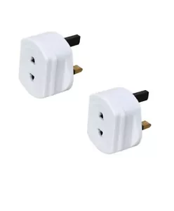 2x Rasierer Adapter UK auf 2 Pin Steckschlüssel Sicherung für Zahnbürste Bad Rasieren weiß - Bild 1 von 1