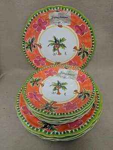 8 Tommy Bahama Palme Melaminteller - 4 Abendessen, 4 Salate - NEU - Bild 1 von 2
