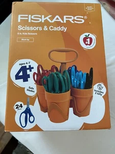 Fiskars 25 Stück stumpfe Spitze 5" Schere mit Easy Carry Caddy & 2 Linkshänderscheren - Bild 1 von 2
