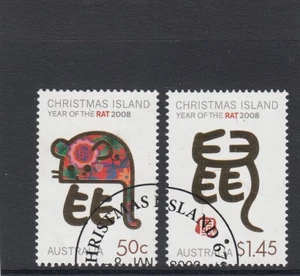CHRISTMAS ISLAND 2008 Year of the RAT design set of 2 VFU,CTO...CI Cancelation - Bild 1 von 1