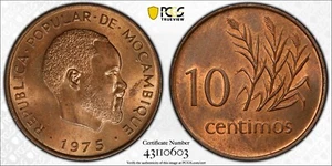 1975 Mozambique 10 Centimos PCGS MS 65RB - Picture 1 of 3