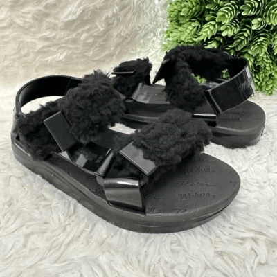 Sandalias Melissa Papette Fluffy Rider imitación piel de oveja en negro talla 5 EE. UU. nuevas Foto 1 de 4