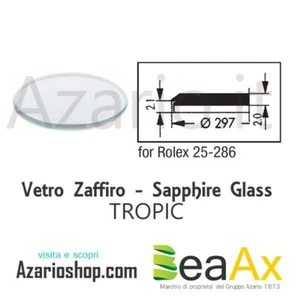 Vetro Zaffiro Rolex Tropic 25.286 senza lente guarnizione inclusa - Swiss Made - Imagen 1 de 1
