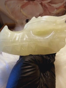 Jade DRACHE Schädel Kopf Naturheilkristall für viel Glück  - Bild 1 von 7