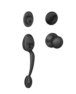 SCHLAGE Plymouth Single Cylinder Handleset and Knob F60 PLY 622 Matte Black