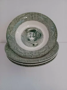 ROYAL CHINA OLD CURIOSITY SHOP Fruit Dessert Bowls Set of 4 Vintage Green VGC - Picture 1 of 5