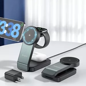 3-in-1 Wireless Charging Station, Qi2 15W Fast Charger for iPhone, Apple Watch, - Picture 1 of 12