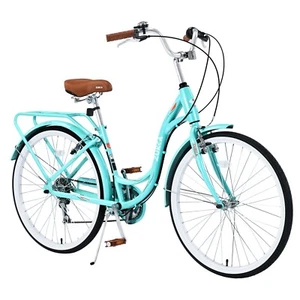 7 Speed Bike Steel Frame Green 24 inch Ladies Aluminum Alloy Bicycle for Women - Picture 1 of 8