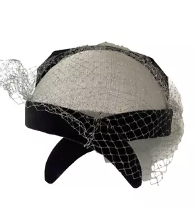 Cappello donna vintage Donnybrook New York bordo velluto rete metà secolo moderno - Foto 1 di 7