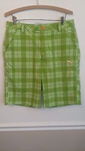 Puma Tech Dry Cell Green&Orange Plaid Moisture Wicking Golf Shorts Men's Size 30