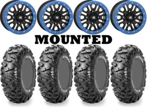 Kit 4 Bighorn Radial 26x9-14/26x11-14 on HL23 Beadlock Matte Black Blue 550 - Picture 1 of 5