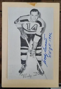 WOODY DUMART SIGNED 1944-1963 BEE HIVE PHOTO CARD GROUP 2 BOSTON BRUINS DEC HOF - Picture 1 of 2