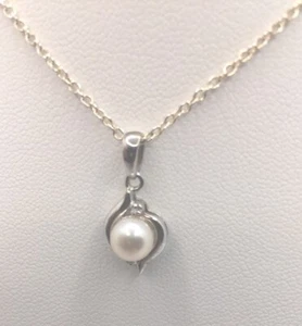 Sterling Silver Freshwater Cultured Pearl Necklace - Picture 1 of 5