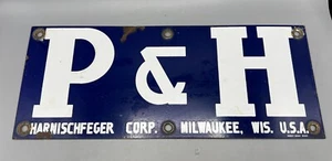 Auténtico letrero de porcelana P&H ARNISCHFEGER CORP Milwaukee Burdick Chicago 42 - Imagen 1 de 12