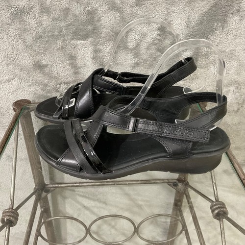 Ecco Sandali Donna 39 Nero Felicia Pelle Comfort Zeppa Slingback Gancio Loop