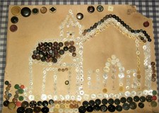 "Button Art" Picture,Vintage 1950s,Creative Sewing Decoration,Handicraft Church2