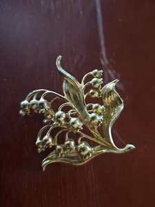 VTG Gold Plated Lily Of The Valley Flower Brooch Pin - Picture 1 of 2