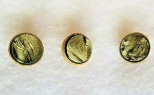 3 Vintage Unique BAKELITE Raised Shank Buttons Gold with Green Swirl, EXCELLLENT - Picture 1 of 7