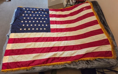 Винтажная золотая бахрома с флагом США 1959 49 звезд 52x72 дюйма - Изображение 1 из 3