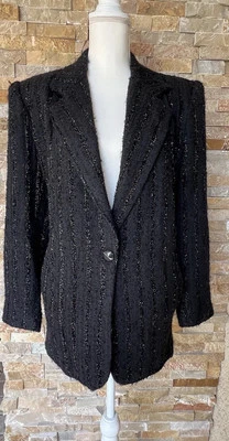 Blazer/Chaqueta De Colección Caché Talla Grande 1 Botón Negro Blouclé Completamente Forrada, Bolsillos Foto 1 de 4