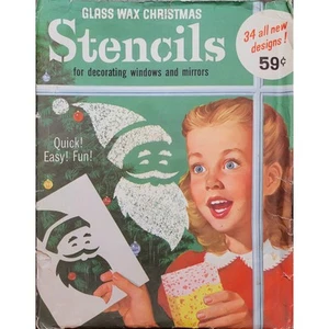 Juego de 10 plantillas navideñas de cera de vidrio vintage con sello dorado para ventanas y espejos - Imagen 1 de 17
