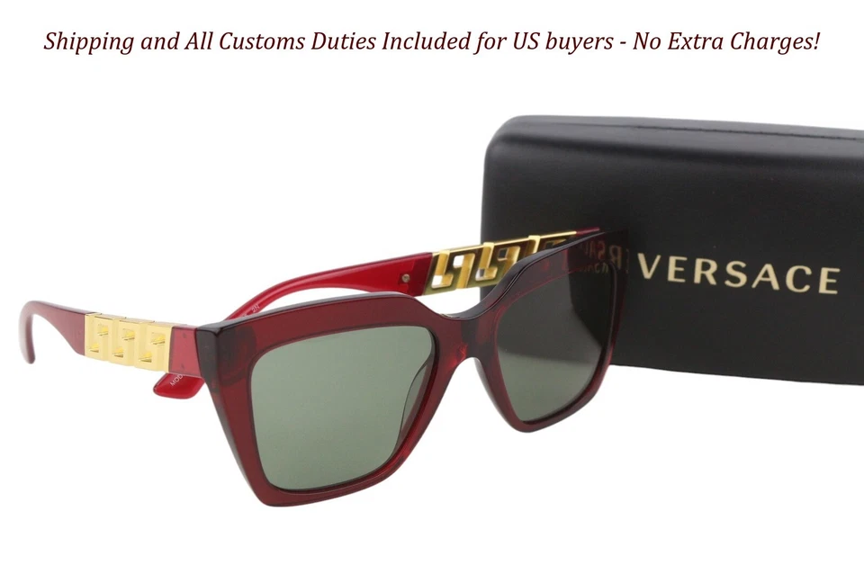 Gafas de sol para mujer Versace 4418 OS rojo tintado tono dorado detalles cuadrados precio de venta sugerido por el fabricante Foto 1 de 4